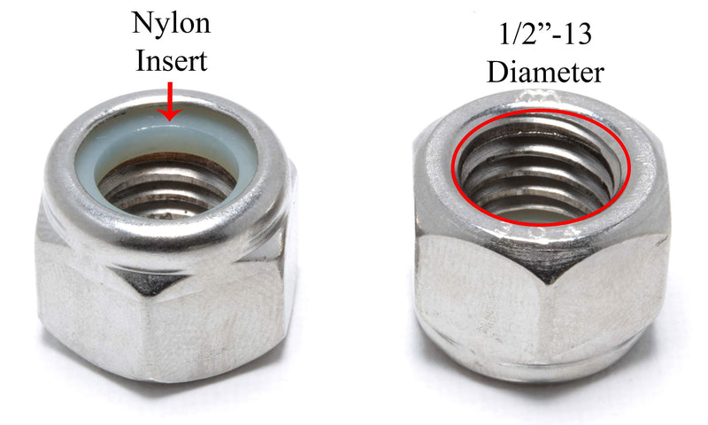 Bolt Dropper 1/2"-13 Nylon Insert Lock Nut (25 Pieces) Stainless Steel Finish Hex Lock Nuts, 304 (18-8) Plain Finish Corrosion Resistant Commercial Grade