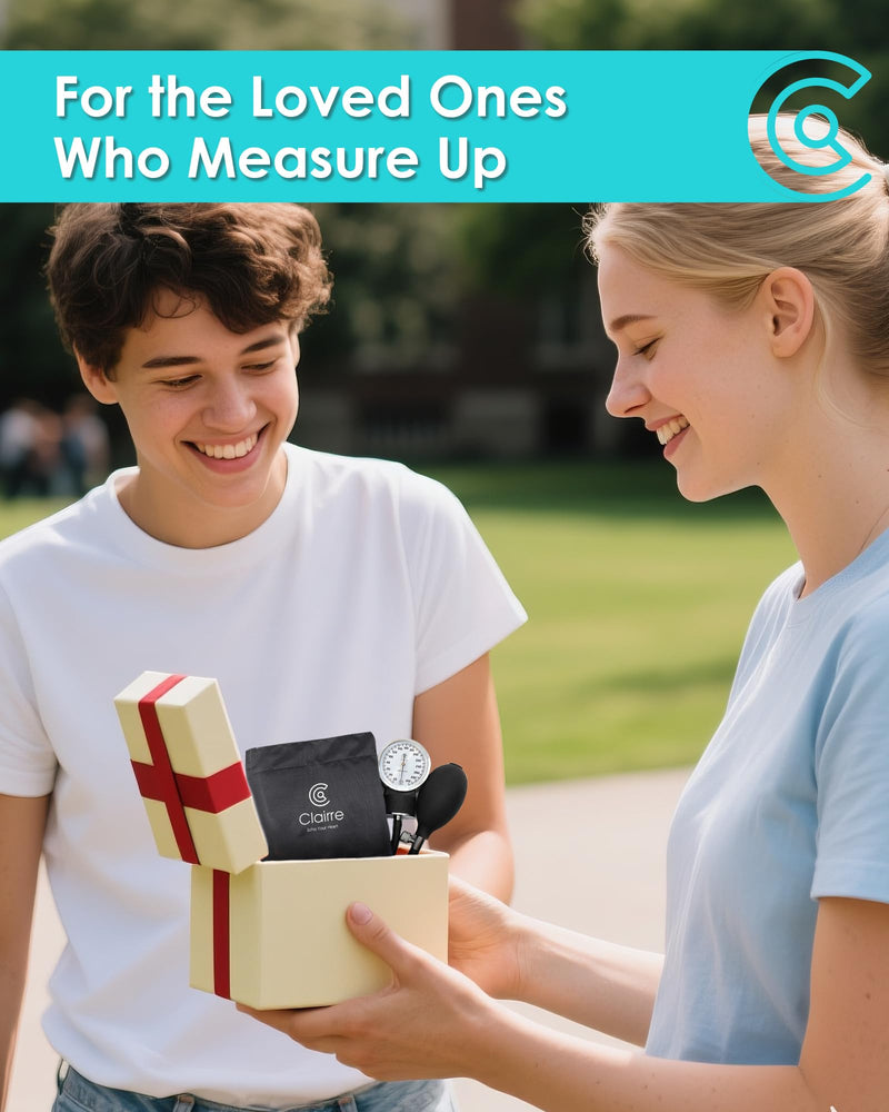 Manual Blood Pressure Cuff with Stethoscope for Nursing Students | Professional Aneroid Sphygmomanometer for Medical & Home BP Monitoring Use with Carrying Bag, Universal Adult Size Black With Basic Stethoscope