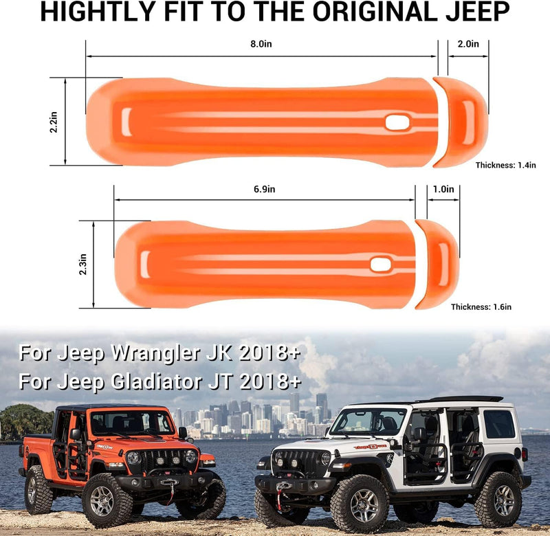 CheroCar Orang Door Handle Cover Trim Tailgate Handle Cover Kit Fit for 2018-2026 Jeep Wrangler JL JLU 4xe & Gladiator JT Sports Sahara Freedom Rubicon 2/4-Door Exterior Accessories