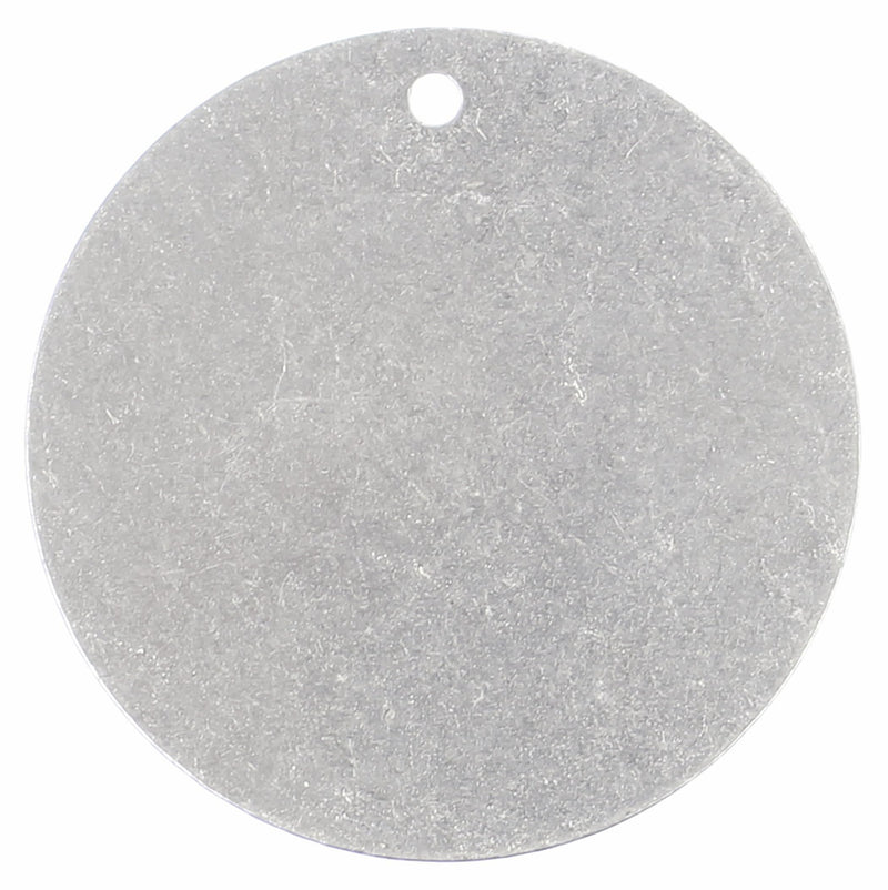 CleverDelights 2" Round Stamping Blanks - 14GA (.064") Aluminum Discs - 3/32" Hole - Circle Tags (10) 10