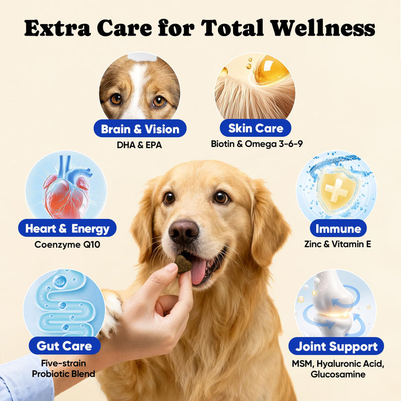 Dog Skin, Coat & Joint Support Bundle – Collagen Liquid Drops with Omega-3 Fish Oil Chews for Mobility & Skin Health