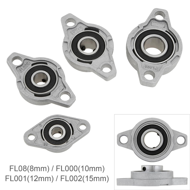 4Pcs KFL08 8mm Inner Bore Mounted Flange Mounted Pillow Block Bearings for Diameter 8mm Linear Shaft Rod T8 Lead Screw KFL08(8mm) 4
