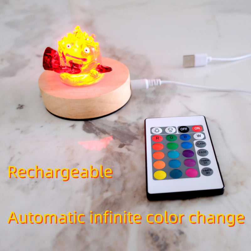 Calcifer Night Light with Remote Control - Multi-Color Adjustable LED Lamp Statue Inspired by Howl's Moving Castle