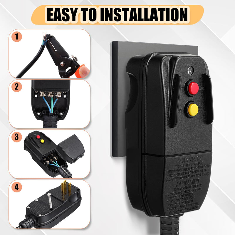 Relaxweex 3Pcs GFCI Replacement Plug GFCI Adapter Parts 3-Prongs 15 Amp Auto-Reset 120V Outdoor Waterproof Plug Assembly Ground Fault Circuit Interrupter for Pressure Washer Pool Pump Pool Pump