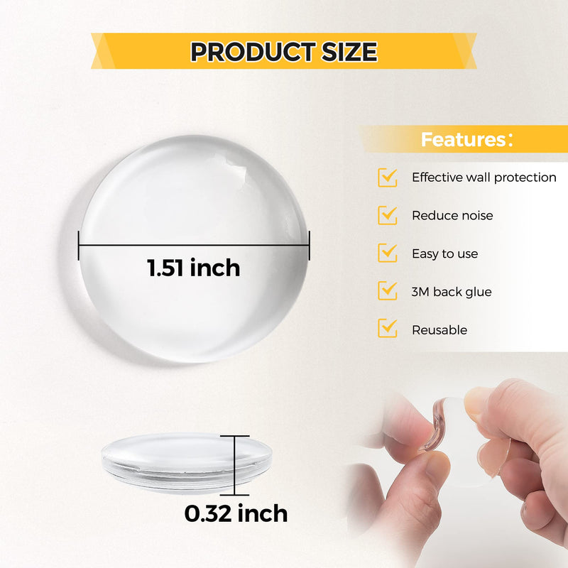 Door Stopper Wall Protector, Door Bumpers for Walls with Strong Back Adhesive Door Knob Wall Protector for Kitchen Cabinets (Clear, 6pcs) 6 Clear