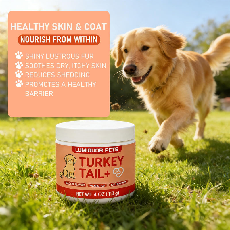 Lumiquor Tu-rk-ey Tail for Dogs, Lumiquor Tu-rk-ey Tail Mushroom Powder, Support Your Mature Dog’s Immunity, Gut, Skin, (1pcs) 1pcs