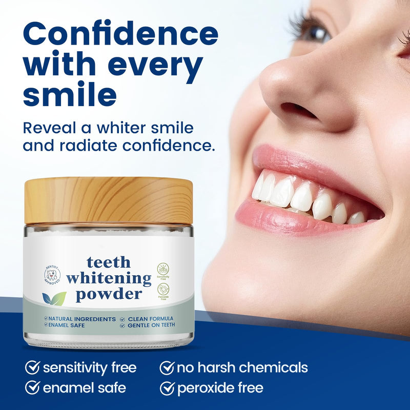 Teeth Whitening Powder for Tooth Care, Peroxide-Free Whitening Tooth Powder with Nano Hydroxyapatite & Enzymes, 50 Gram (1) 1