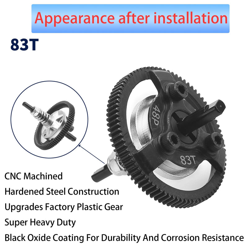 RC 48P 83T Spur Gear Hardened Steel Spur Gear Upgrades Part for Traxxas 1/10 Slash Stampede Rustler Bandit 2WD VXL XL-5 F-150 SVT, (83T) 48P-Spur Gear-83T