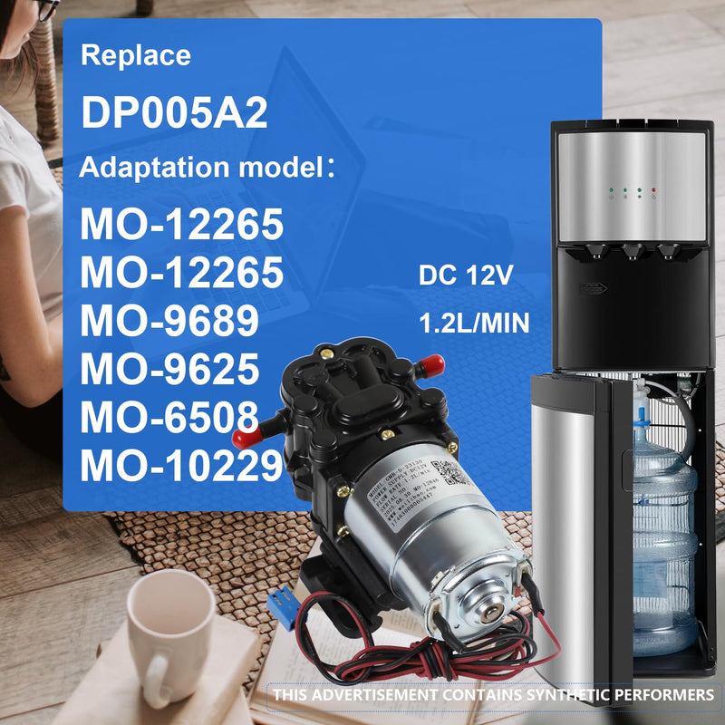 GMB-D-23130 Water Pump 1.2L/min Compatible with Midea Avalon Primo Brio Water Dispenser DC12V, Replaces DP005A2 MO-12265 Bottom Loading Bottled Water Cooler Dispenser