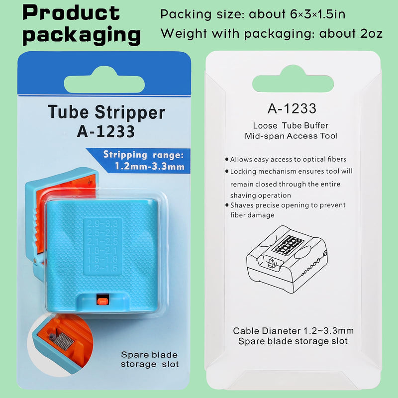 Loose tube buffer tube stripper A-1233 fiber optic mid span cable cutting tool longitudinal bundle stripping range 1.2-3.3mm Longitudinal bundle stripper Equipped with 12 spare blades