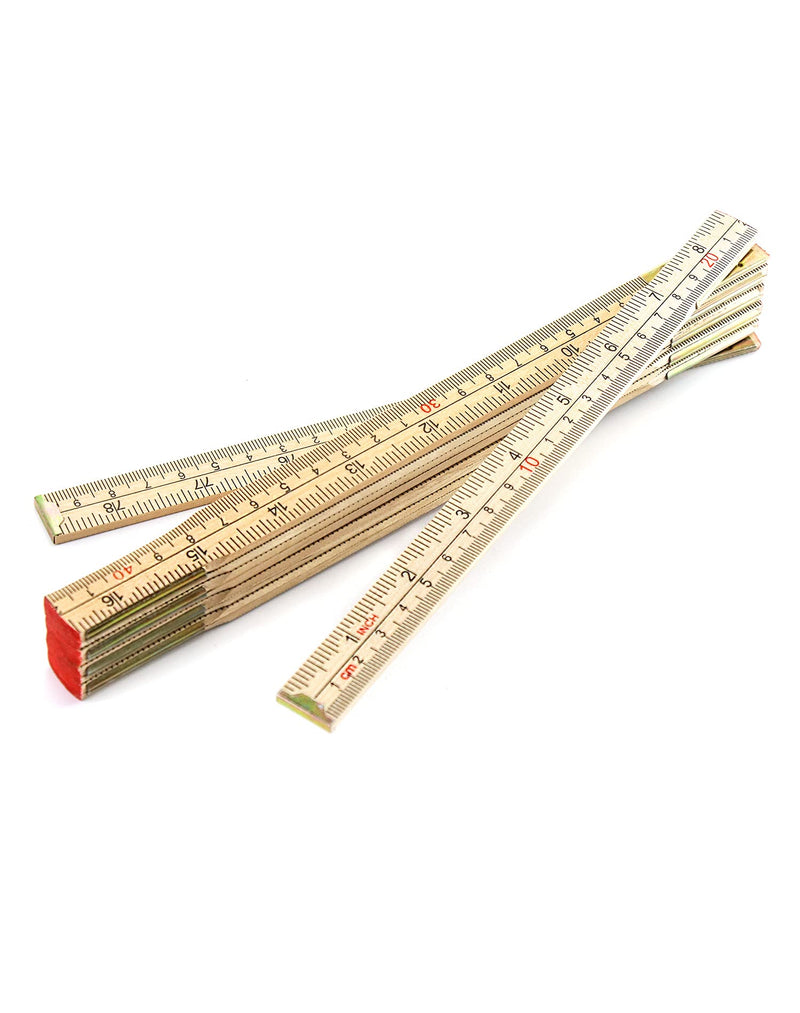 QWORK Folding Wood Rule, 2 Pack, 6FT 6 Inch Foldable Ruler with US and Metric Measurements for Carpenters