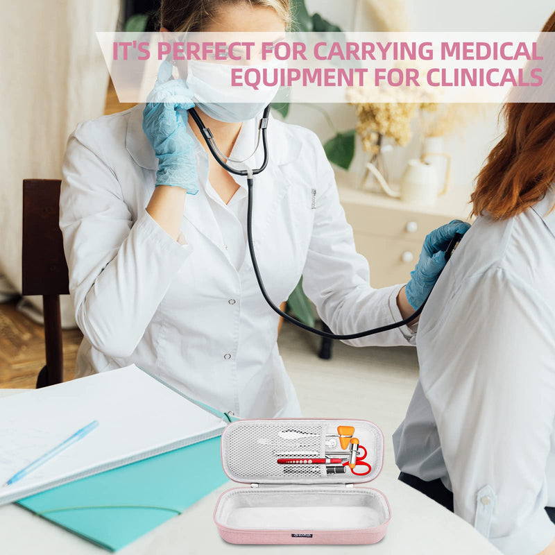 Stethoscope Case for 3M Littmann Classic III, Lightweight II S.E, Cardiology IV Diagnostic, MDF Acoustica Deluxe Stethoscopes, Extra Room for LED Penlight Scissors and Nurse Accessories, Pink