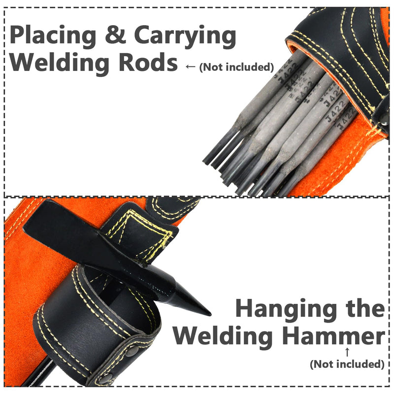 Flame-Resistant Electrode Bag, Cowhide Leather Welding Rod Holder, Wearable Thickened Storage Pouch