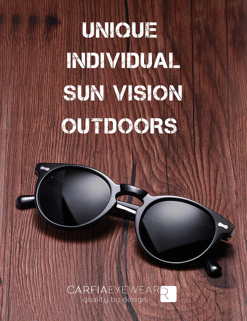 CARFIA Polarized Sunglasses for Women: Acetate Frame, Small/Medium Size, UV400 Protection - Anti Glare CA5288 3. Black Frame Grey Lens Small Face Frame Width 138mm