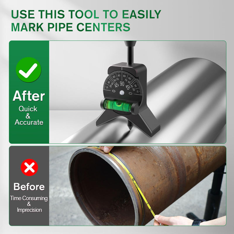 Anblak Pipe Center Finder, Pipefitter Tools w/Magnetic Centering Head, Pipe Fitting Tools Center Finder to Measure Pipe Diameter from 1-1/2" to 6" Diameter, 2.75" Y-Shape, Black