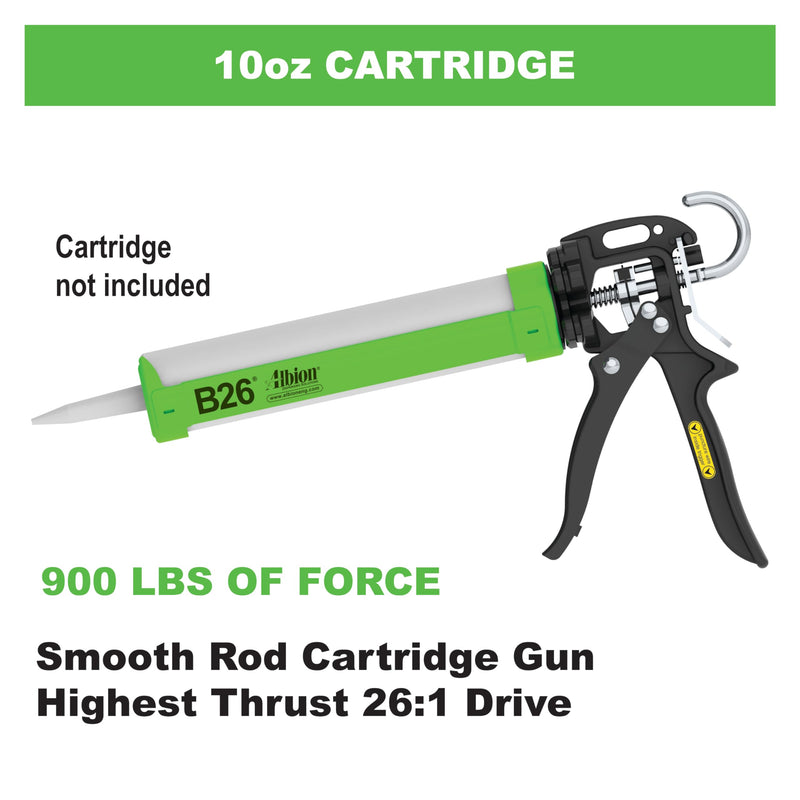 Albion Engineering Company B26 B-Line Manual Cartridge Caulking Gun, 1/10 Gallon (10 oz), 26:1 Drive 10 oz (1/10 Gallon) / 300 ml 26:1 Manual Drive