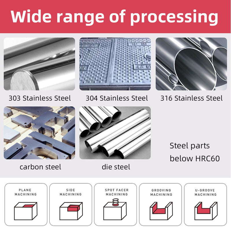 3pcs 4mm 6mm 8mm Carbide Square End Mill 4 Flutes for Stainless Steel D4~D8