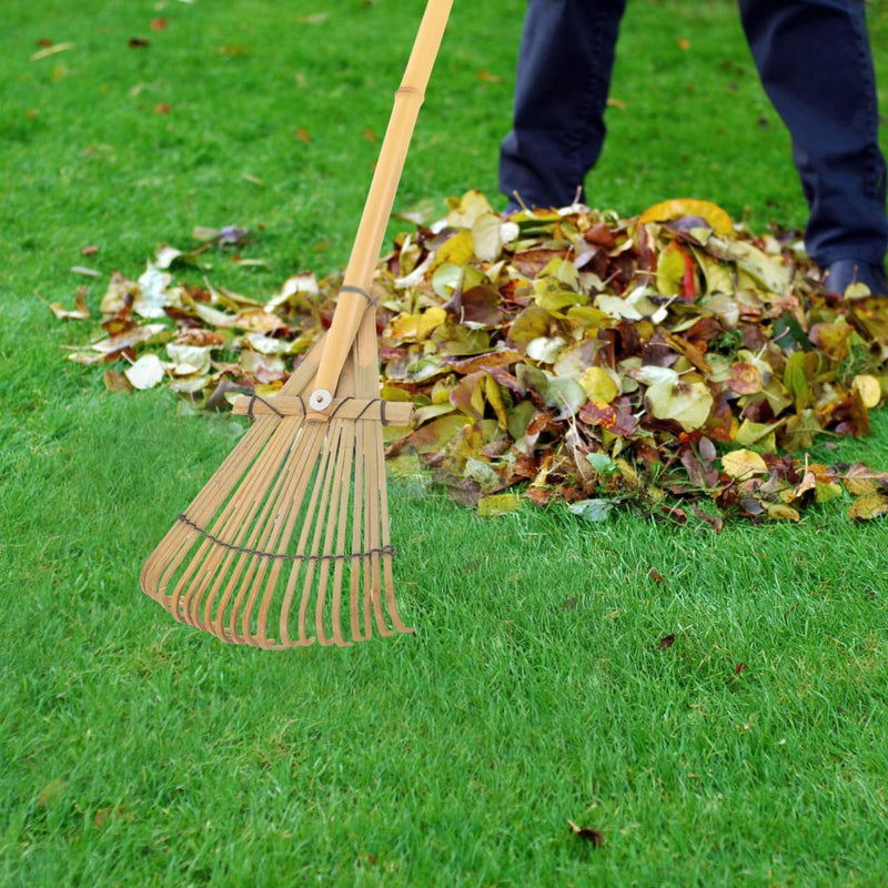 Bamboo Rake for Leaves Garden Hand Rake Lightweight 23.4 Inch Wooden Handle Lawn for Soil Loosening Gardening and Yard Care | for Leaves Soil Spreading Lawn Care Yard Tool for Landscaping 23.38x6.68X1.57In