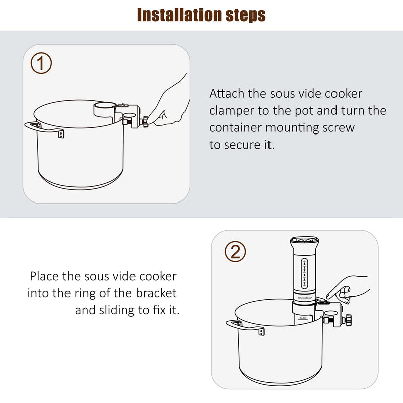 Sous Vide Bracket Clamp Replacement: KitchenBoss Sous Vide Cooker Fixing Bracket, Compatible with Anova AN500-US00 Precision Cooker, 2.0, 3.0, Pro, Fits Sous Vide in The 2.20-2.46 Inch Diameter Range