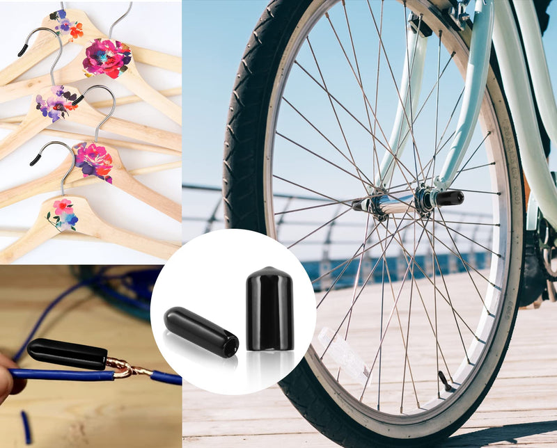 120PCS Screw Thread Protectors 3mm ID Rubber End Caps Vinyl Flexible End Caps Round Tube Bolt Cap (Black, 120PCS) 120