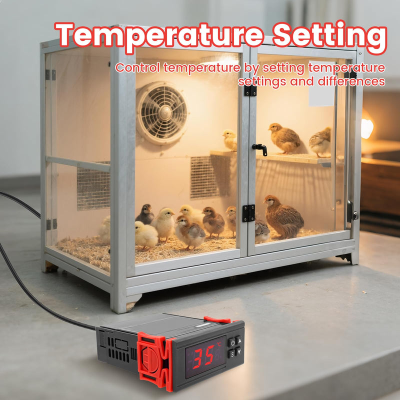 4PCS STC-1000 Digital Temperature Controller Thermostat with NTC Waterproof Sensor Probe – Dual Relay Heating & Cooling Control, ℃/℉ Display, AC 110V–220V 10A for Incubator Fridge 3D Printer Aquarium Grey