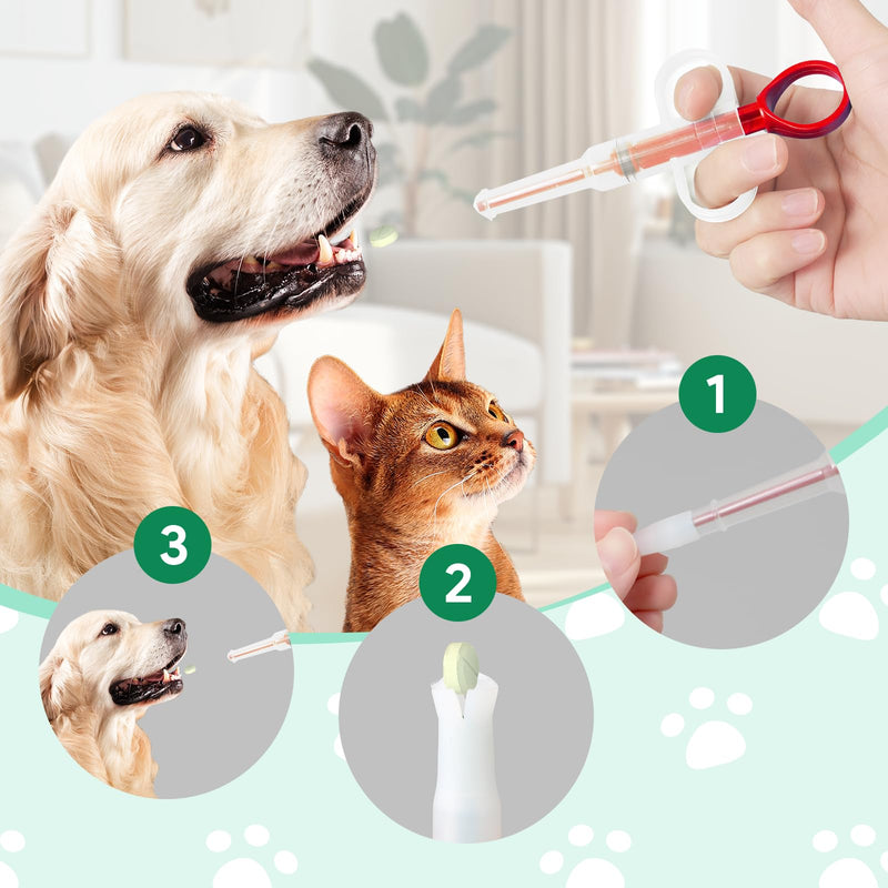 7 Pack Cat Pill Shooter, Pill Cutter and Crusher for Pets, Tablet & Liquid Soft Tip Pill Pusher for Cats, Pet Popper for Cats Dogs, Pet Medicine Feeder, Kitten Puppy Bottle Feeding Kit (Set C)