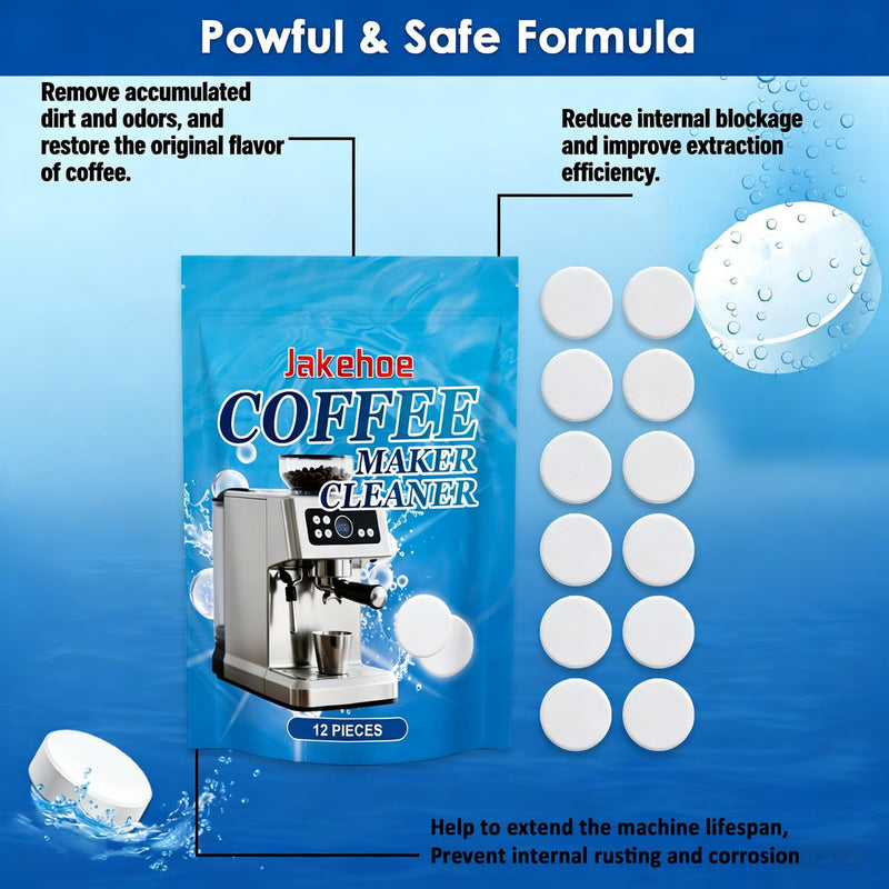 Coffee Machine Cleaner Descaler Tablets (12 Count) for Nespresso, Keurig, Ninja, De’Longhi, Breville – Remove Limescale & Hard Water Buildup, Coffee Maker Descaler Tabs for Espresso & Drip Machines