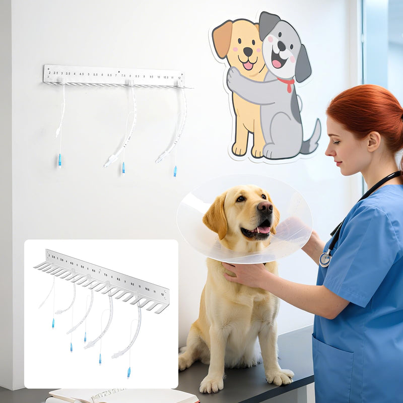 Endotracheal Tube Holder 304 Stainless Steel Rack Wall Hanging Frame Endotracheal Tube Holders Intubation Hanger for Veterinary Equipment Supplies(22.44 inches, 2.0-12) 1