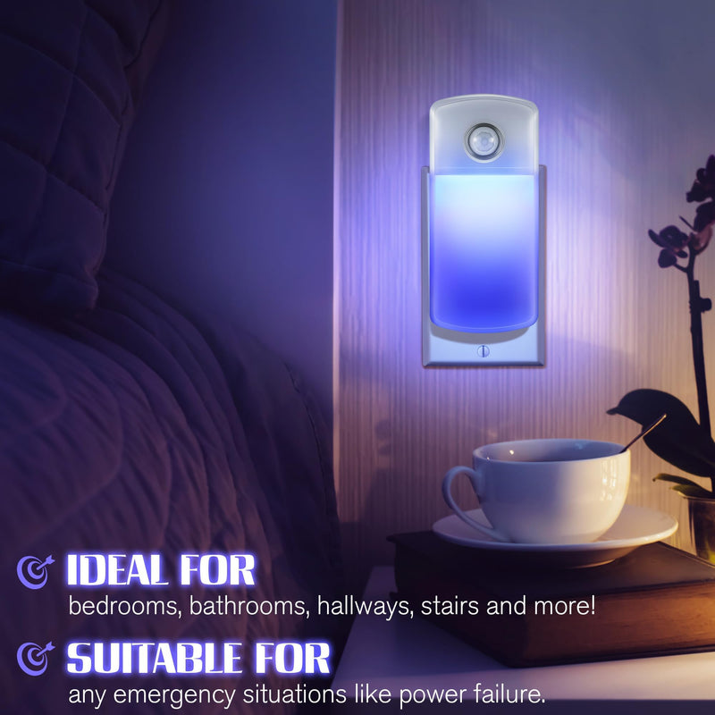 Enhon Emergency Power Failure Night Lights, 5-in-1 Multi Color LED Light, Rechargeable Flashlight with Foldable Plug, Automatic On Off Motion Sensor for Bedrooms, Hallways, Black Outs(2 Pack) 2