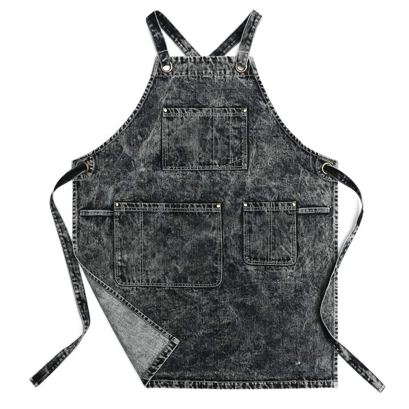 Jeanerlor - Denim Apron With Pockets for Women and Men - Washing Style | Adjustable S to XXL Adjustable:S to L Black