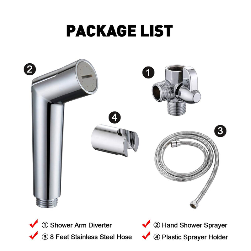 SUMERAIN Pet Shower Sprayer, Dog Shower Attachment with Solid Brass Diverter, Flow regulating Sprayer, 8 Feet Extra Long Hose, Chrome Finish