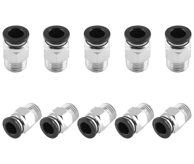 10Pcs Male Straight Push to Connect Fittings 8mm Tube OD x 1/4 inch NPT Thread, Air Push Connect Tool Pneumatic Hose Fittings 8mm x 1/4" NPT (10pcs)