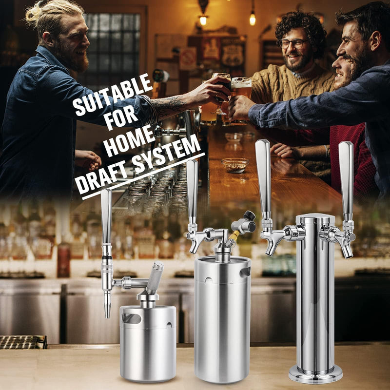 2 PCS Beer Faucet Handles All 304 Stainless Steel Keg Tap Handle Standard 3/8" Thread American Draft Beer Tap Handles for kegerator Tower for bar Pack of 2