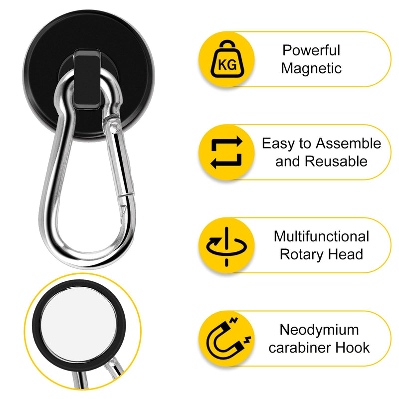 DIYMAG Black Magnetic Hooks,70LBS Strong Heavy Duty Neodymium Magnet Hooks ，Strong Magnetic Hooks for Hanging at Home, Office Locker, Workplace, Refrigerator, Cruise Ship or Travel, 15Pack 70LBS-15P