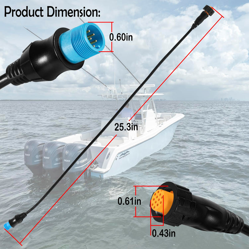 010-12122-10 Adapter Compatible with Connecting 8-Pin Transducers with XID to 12-Pin Sonar Marine Devices, Replace for Part Number 010-12122-10