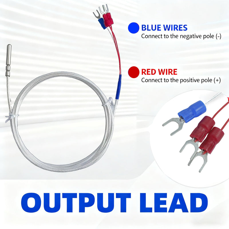 RTD PT100 Temperature Sensor Three-Wire System，Stainless Steel Probe(0.16" x 1.2") Temperature Range:-50℃-200℃ (59in)