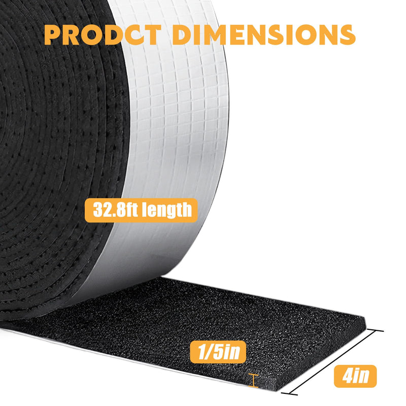 Water-Pipe-Insulation-Wrap-Foam-Tube 4" W x 33 FT Self Adhesive Outdoor Foam and Foil Water Pipe Insulation Wrap for Winter 4" W x 33' L