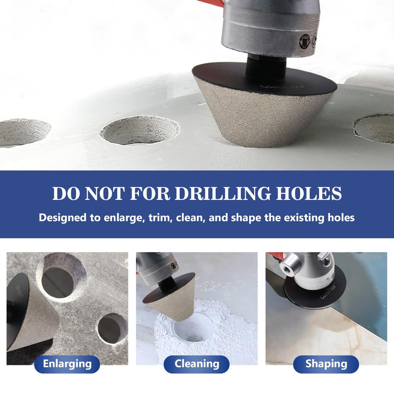 Diamond Beveling Chamfer Bits, 3-1/4” Diamond Countersink Bit with 5/8”-11 Thread for Enlarging Shaping Trimming Cleaning Existing Holes of Porcelain Granite Marble Ceramic (82mm) 3-1/4”(82mm)
