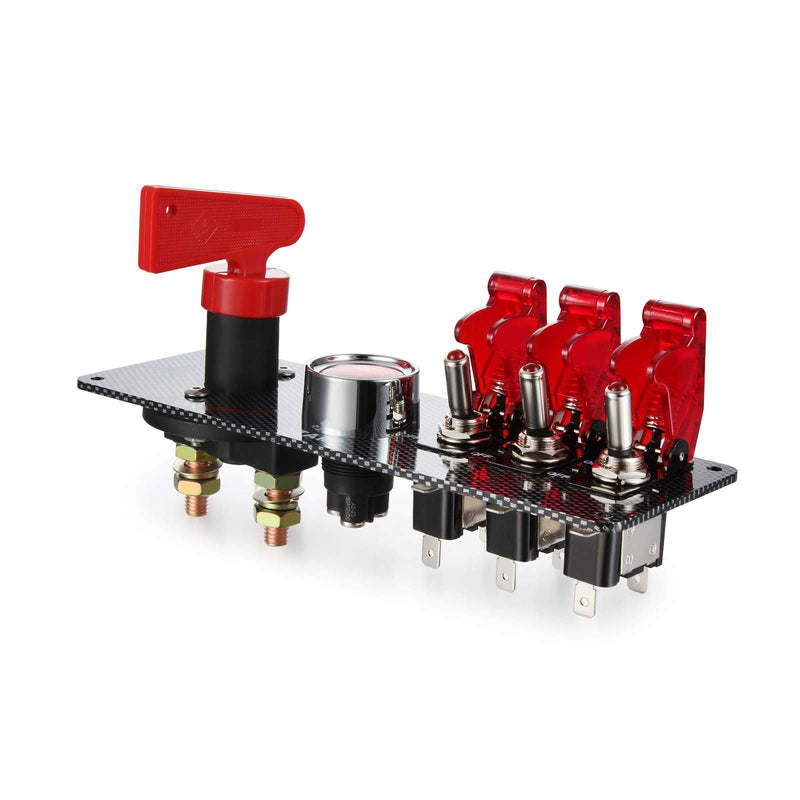 G Madlife Garage 12V 30A Flip-Up Ignition Switch Panel 5 in 1 Car Engine Start Push Button LED Toggle for Car Auto Power Speediness Racing Cars