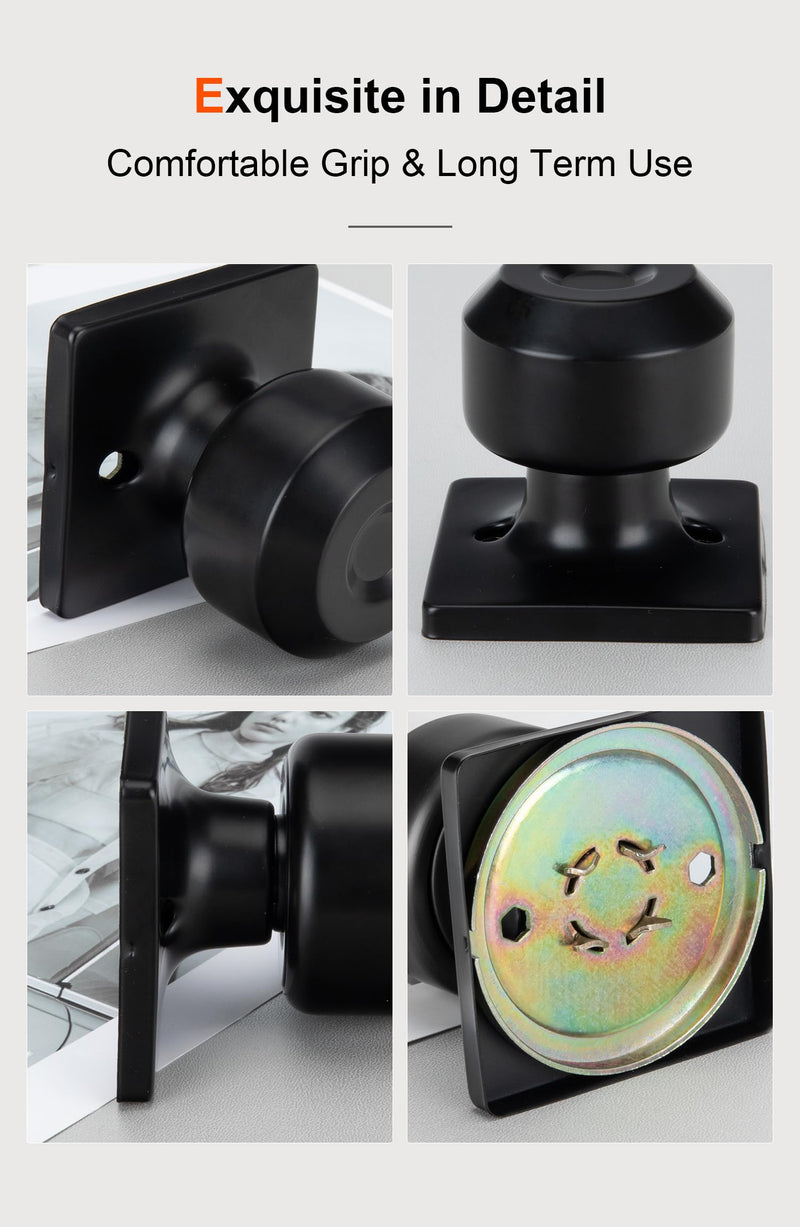 Haidms 6 Pieces Black Closet Door Knobs Dummy Door Knob, Individual Dummy Door Knob Single Side, Matte Black Interior Door Knobs
