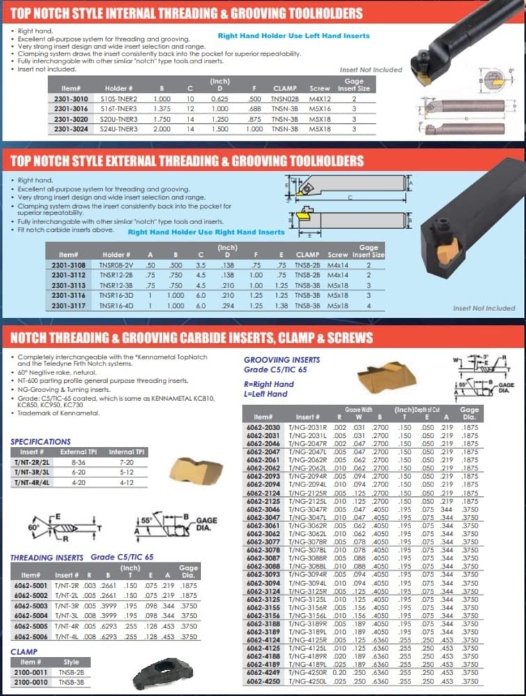 HHIP 2301-3113 TNSR12-3B Notch Style External Threading and Grooving Tool Holder, TNSR12-3B Holder