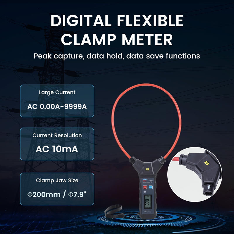 EITAI6900 Digital Flexible Clamp Meter, AC 0.00A-9999A, 25inch/Φ7.9inch, Manufacturer Direct Sales, Rogowski Amp Large Current, Leakage Low Current Clamp Meter