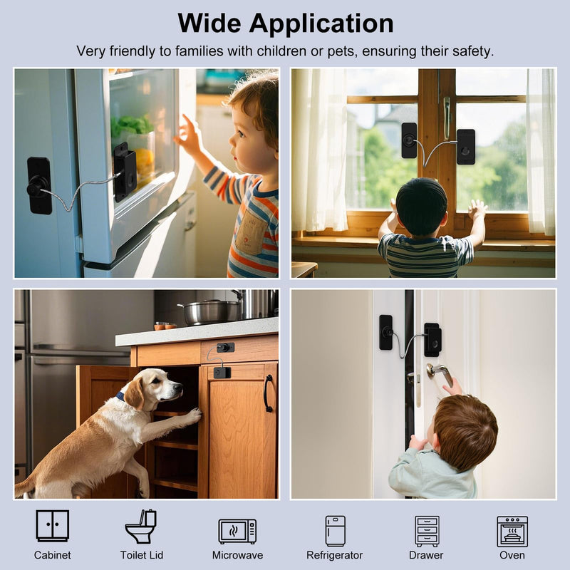 Fingerprint Fridge Lock - Child & Pet Proof Security for Drawers, Cabinets, Ovens, Toilet | Smart Biometric& USB Key | Easy Install | Quick Unlock (Black, 1 Pcs) Black