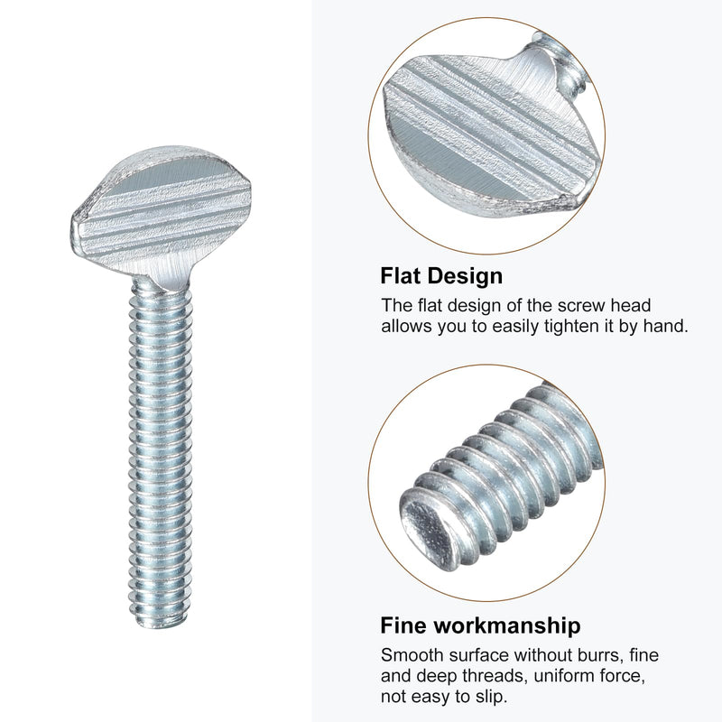 uxcell 1/4-20 x 1-1/2" Thumb Screws, 10pcs Carbon Steel Fully Thread Galvanized Finger Tight Racket Screw 1/4-20 x 1-1/2" 10