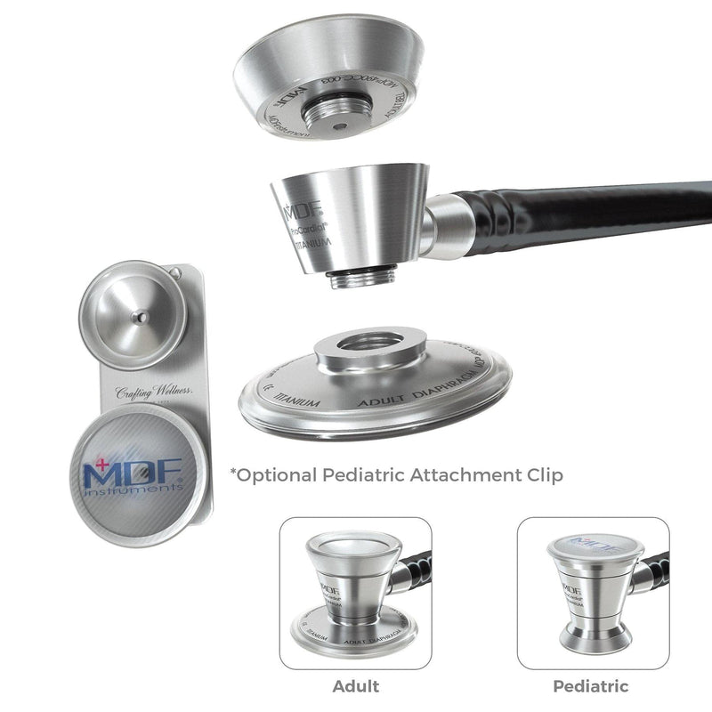 MDF Instruments Pediatric Attachment with Clip - for ProCardial® Titanium Stethoscope - Silver