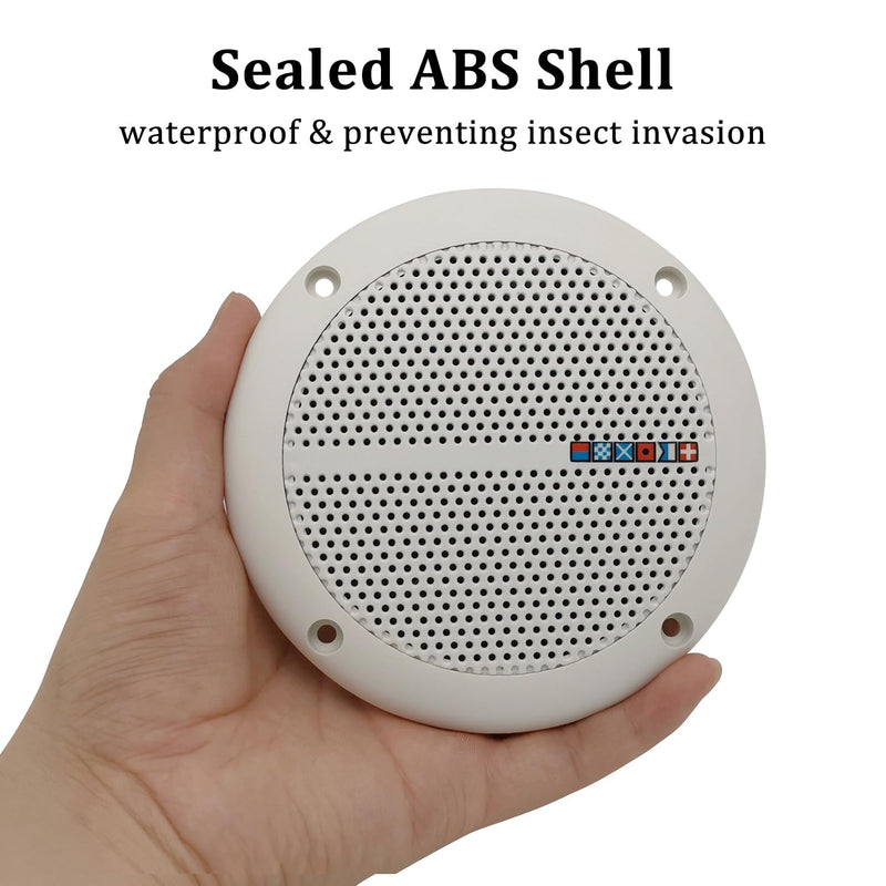 HiQltyla 5.25 Inch Waterproof Marine Boat RV Hot Tub Outdoor Speaker, WEAH-400 25 Watt Dual Cone 2 Way Full Range White Color (Sold as a Pair)