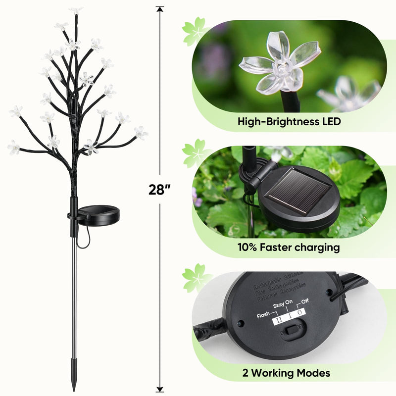 Solar Garden Lights Waterproof, Solar Outdoor Lights Decorative 4Pack, 80Led Solar Powered Flowers Garden Decor, Outdoor Fairy Lights for Yard,Pathway,Lawn,Outside,Garden Christmas Decorations Warm White Cheery 4Pack