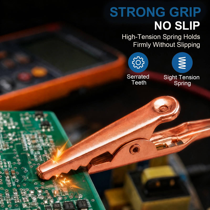 Solid Copper Alligator Clips (10PCS), 2" Copper Crocodile Clamps for Soldering Heat Sink, DIY Electronics, Test Leads, Battery Connection, Up to 10 AWG, 10A