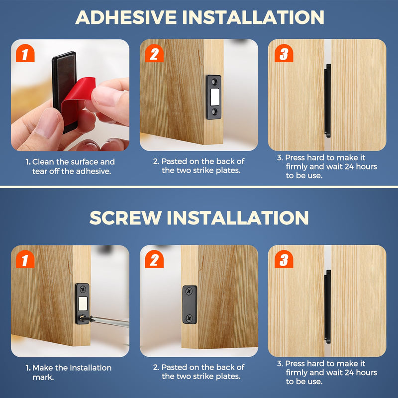12 Pack Magnetic Door Catch Ultra Thin Cabinet Magnetic Catch Adhesive Black Cabinet Door Magnets for Cupboard Wardrobe Closet Magnetic Cabinet Latch Stick on Cabinet Door Drawer 12