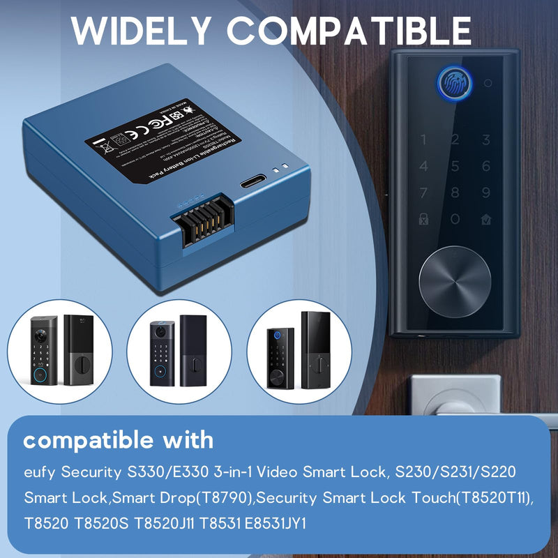 Fancy Buying 12000mAh Rechargeable Battery for eufy Security S220 S230 S231 S330 E330 3-in-1 Video Smart Door Lock E31 and Smart Drop, T8520 T8520S T8520J11 T8531 E8531JY1 T8520T11